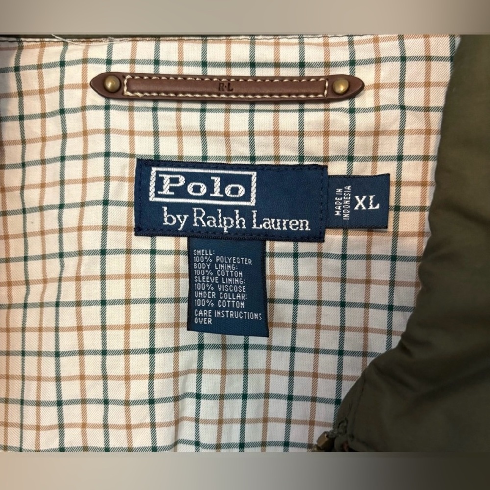 NWOT Vintage Y2K Men’s Polo Ralph Lauren Olive Leather Trim Jacket Size XL sku79 - Picture 8 of 10